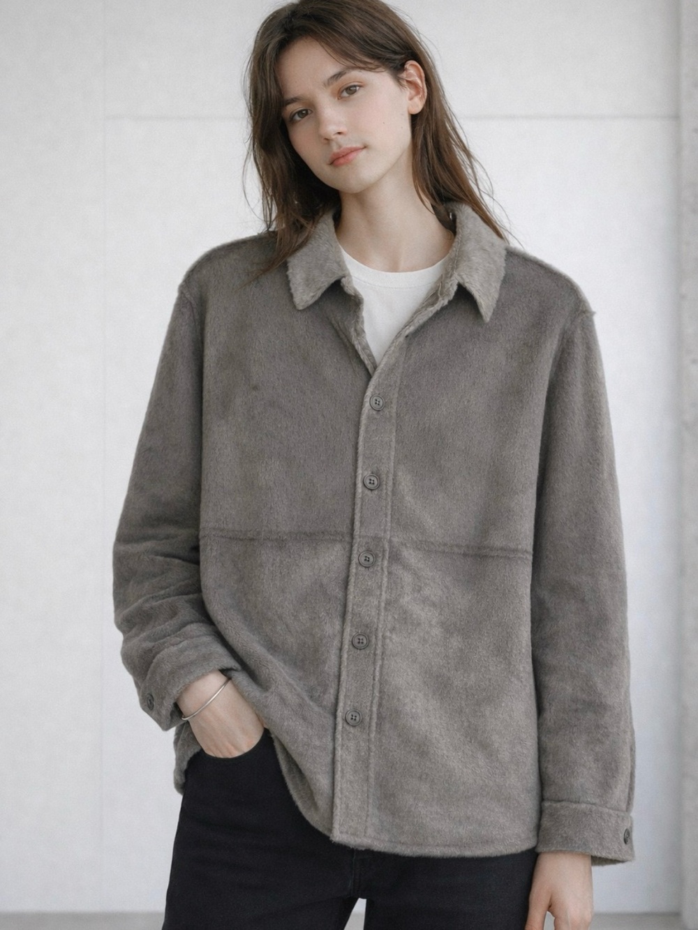 DYLAN NWT faux fur shirt jacket, tan size medium